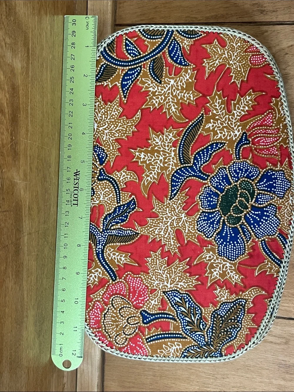 Vintage Indonesian Handwoven Pandan & Batik Placemats, Set of 6. NOS